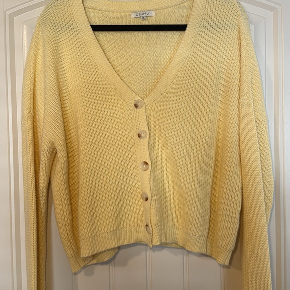 Z Supply Sweaters - Z Supply Yellow Ribbed Knit Cardigan Sweater